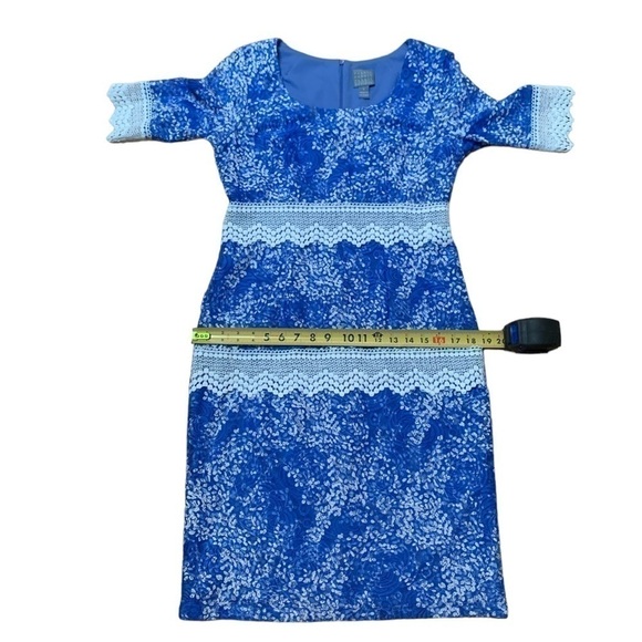 RABBIT Rabbit Rabbit Blue Periwinkle Lace Pencil Dress Size 8 - Picture 13 of 16